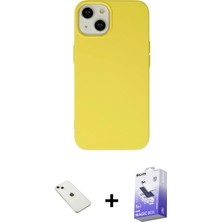 BUTİMAR'S iPhone 14 Ahenk Serisi - Siyah Bilvis 5in1 5d Magic Hayalet Cam Ekran Koruyucu + Pembe Diamond Kamera Lens