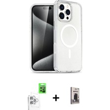 BUTİMAR'S iPhone 16 Pro Nova Asil Prime - Siyah Bilvis Hayalet Cam Ekran Koruyucu + Beyaz Raze Metal Kamera Lens