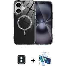 BUTİMAR'S iPhone 16 Kıvılcım Form Prime - Siyah 3D Antistatik Seramik Nano Ekran Koruyucu + Yeşil Pvd Metal Kamera Lens