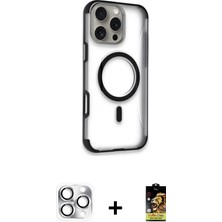 BUTİMAR'S iPhone 16 Pro Max Eksen Klasik Koleksiyonu - Siyah Buffer Cam Ekran Koruyucu + Gümüş Pers Alüminyum Kamera Lens