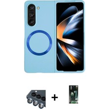BUTİMAR'S Galaxy Z Fold 5 Ahenk Form Prime - Şeffaf 360 Fold Full Body + Mavi Valdez Metal Kamera Lens