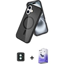 BUTİMAR'S iPhone 16 Nova Asil Prime - Siyah Bilvis 5in1 5d Magic Hayalet Cam Ekran Koruyucu + Yeşil Pvd Metal Kamera Lens