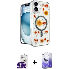 BUTİMAR'S iPhone 16 Kozmos Doku - Siyah Bilvis 5in1 5d Magic Hayalet Cam Ekran Koruyucu + Gümüş Bilvis Titan Kamera Lens