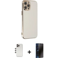 BUTİMAR'S iPhone 12 Pro Max Yankı Serisi - Siyah 3D Antistatik Hayalet Cam Ekran Koruyucu + Gökkuşağı Shine Kamera Lens