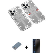 BUTİMAR'S iPhone 13 Pro Max Ufuk Doku Prime - Siyah 3D Antistatik Hayalet Cam Ekran Koruyucu + Mor Metal Kamera Lens Koruma Cam