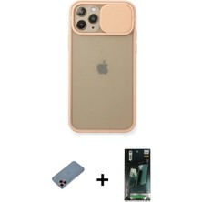 BUTİMAR'S iPhone 11 Pro Vadi Çizgi - Şeffaf 360 Full Body Arka Koruyucu + Pembe Shine Kamera Lens Koruma Cam