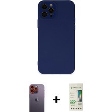 BUTİMAR'S iPhone 12 Pro Max Çekirdek Modern Serisi - Siyah 20D Premium Cam Ekran Koruyucu + Turuncu Neon Fosforlu Kamera Lens