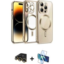 BUTİMAR'S iPhone 13 Pro Max Nova Işık Özel Seri - Siyah 3D Antistatik Cam Ekran Koruyucu + Gold Raze Metal Kamera Lens
