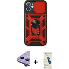 BUTİMAR'S iPhone 11 Ahenk Klasik - Şeffaf Pasifik Cam Ekran Koruyucu + Mor Raze Metal Kamera Lens