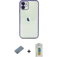 BUTİMAR'S iPhone 12 Vadi Minimal - Siyah Polymer Nano Ekran Koruyucu + Gold Metal Kamera Lens Koruma Cam