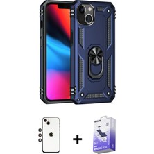 BUTİMAR'S iPhone 14 Ahenk Klasik Koleksiyonu - Siyah Bilvis 5in1 5d Magic Hayalet Cam Ekran Koruyucu + Gökkuşağı Shine Kamera Lens