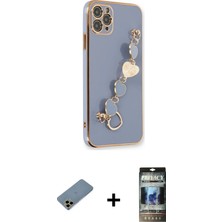 BUTİMAR'S iPhone 11 Pro Nova Işık Prime - Siyah 34D Hayalet Izgaralı Cam + Gold Shine Kamera Lens Koruma Cam