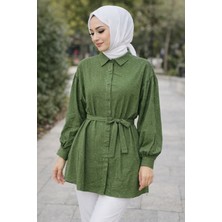 Moda Neva Kadın Taş Detaylı Bağlamalı Tunik Gömlek