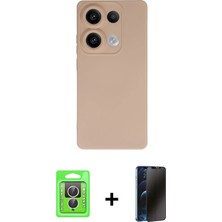 BUTİMAR'S Redmi Note 13 Pro 4g Ahenk Serisi - Siyah 3D Antistatik Hayalet Cam Ekran Koruyucu + Gümüş Raze Metal Kamera Lens