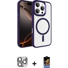 BUTİMAR'S iPhone 16 Pro Max Kıvılcım Prime - Siyah Buffer Hayalet Cam Ekran Koruyucu + Gri Pers Alüminyum Kamera Lens