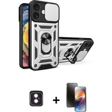 BUTİMAR'S iPhone 16 Ahenk Klasik - Siyah 3D Antistatik Mat Seramik Nano Ekran Koruyucu + Pembe Pvd Metal Kamera Lens