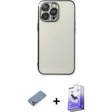 BUTİMAR'S iPhone 13 Pro Max Vadi Minimal - Siyah Bilvis 5in1 5d Magic Hayalet Cam Ekran Koruyucu + Gökkuşağı Shine Kamera Lens Koruma Cam