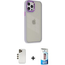 BUTİMAR'S iPhone 12 Pro Max Eksen Doku Prime - Siyah 5d Eko Cam Ekran Koruyucu + Gold Shine Kamera Lens