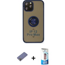 BUTİMAR'S iPhone 12 Pro Max Yörünge Çizgi - Siyah 5d Eko Cam Ekran Koruyucu + Gold Metal Kamera Lens Koruma Cam