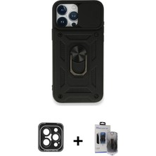 BUTİMAR'S iPhone 15 Pro Max Ahenk Klasik - Siyah Vanessa Magic Hayalet Cam + Siyah Pvd Metal Kamera Lens