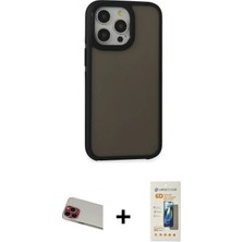 BUTİMAR'S iPhone 13 Pro Max Eksen Işık - Siyah 6d Mat Seramik Hayalet Nano Ekran Koruyucu + Kırmızı Rainbow Kamera Lens Koruma Cam