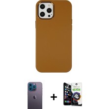 BUTİMAR'S iPhone 12 Pro Max Çekirdek Çizgi - Şeffaf Temperli Cam Ekran Koruyucu + Mavi Neon Fosforlu Kamera Lens