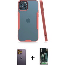 BUTİMAR'S iPhone 12 Pro Max Atlas Asil Serisi - Siyah 360 Mat Full Body Arka Koruyucu + Sarı Neon Fosforlu Kamera Lens