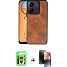 BUTİMAR'S Redmi 13C Kıvılcım Işık Serisi - Siyah 3D Antistatik Mat Seramik Nano Ekran Koruyucu + Gümüş Raze Metal Kamera Lens