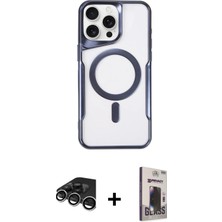 BUTİMAR'S iPhone 15 Pro Yadigar Klasik Özel Seri - Siyah Bilvis Hayalet Cam Ekran Koruyucu + Gümüş Raze Metal Kamera Lens