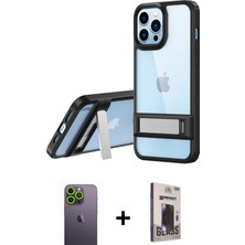 BUTİMAR'S iPhone 13 Pro Max Yadigar Yansıma - Siyah Bilvis Hayalet Cam Ekran Koruyucu + Yeşil Neon Fosforlu Kamera Lens