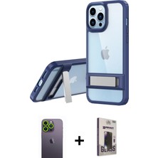 BUTİMAR'S iPhone 13 Pro Max Yadigar Yansıma - Siyah Bilvis Hayalet Cam Ekran Koruyucu + Yeşil Neon Fosforlu Kamera Lens