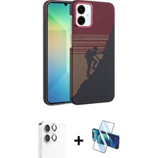 BUTİMAR'S Galaxy A06 Doruk Serisi - Siyah 3D Antistatik Cam Ekran Koruyucu + Gümüş Raze Metal Kamera Lens