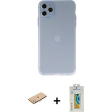 BUTİMAR'S iPhone 11 Pro Max Atlas Minimal Prime - Siyah Polymer Nano Ekran Koruyucu + Pembe Renkli Kamera Lens Koruma Cam