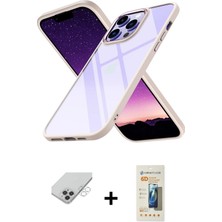 BUTİMAR'S iPhone 14 Pro Max Nova Işık Serisi - Siyah 6d Mat Seramik Hayalet Nano Ekran Koruyucu + Gümüş Band Metal Kamera Lens