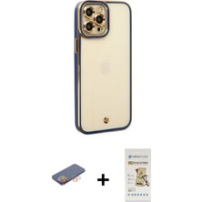 BUTİMAR'S iPhone 12 Pro Max Çekirdek Klasik Serisi - Siyah Mat Seramik Nano Ekran Koruyucu + Turuncu Renkli Kamera Lens Koruma Cam