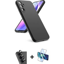 BUTİMAR'S Galaxy A24 4g Kozmos Yansıma Özel Seri - Siyah 3D Antistatik Cam Ekran Koruyucu + Siyah Valdez Metal Kamera Lens