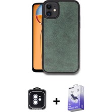 BUTİMAR'S iPhone 11 Kıvılcım Işık Serisi - Siyah Bilvis 5in1 5d Magic Hayalet Cam Ekran Koruyucu + Mavi Pvd Metal Kamera Lens