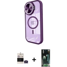 BUTİMAR'S iPhone 14 Pro Max Kıvılcım Modern Koleksiyonu - Şeffaf 360 Full Body Arka Koruyucu + Derin Mor Bilvis Titan Kamera Lens