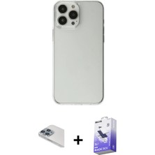 BUTİMAR'S iPhone 13 Pro Max Kutup Doku Koleksiyonu - Siyah Bilvis 5in1 5d Magic Hayalet Cam Ekran Koruyucu + Sierra Blue Pers Alüminyum Kamera Lens