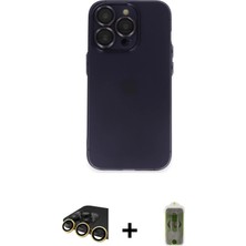 BUTİMAR'S iPhone 14 Pro Max Ufuk Minimal Özel Seri - Siyah Joko Magic 5d Hayalet Cam + Gold Raze Metal Kamera Lens