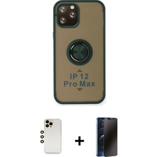 BUTİMAR'S iPhone 12 Pro Max Yörünge Çizgi - Siyah 3D Antistatik Hayalet Cam Ekran Koruyucu + Gold Shine Kamera Lens