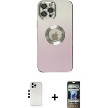 BUTİMAR'S iPhone 12 Pro Kutup Yansıma Özel Seri - Siyah 34D Hayalet Izgaralı Cam + Gümüş Shine Kamera Lens