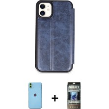 BUTİMAR'S iPhone 11 Zirve Yansıma Serisi - Siyah 34D Hayalet Izgaralı Cam + Yeşil Neon Fosforlu Kamera Lens