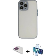 BUTİMAR'S iPhone 13 Pro Max Ahenk Çizgi Serisi - Siyah 3D Antistatik Cam Ekran Koruyucu + Gökkuşağı Pers Alüminyum Kamera Lens