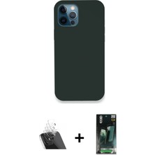 BUTİMAR'S iPhone 12 Pro Zirve Modern Özel Seri - Siyah 360 Mat Full Body Arka Koruyucu + Şeffaf Kamera Lens Koruma Cam