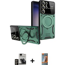 BUTİMAR'S Galaxy S24 Ultra Kıvılcım Modern Serisi - Siyah Autokit 5in1 Fiber Hayalet Polymer Nano Ekran Koruyucu + Gold Pvd Metal Kamera Lens