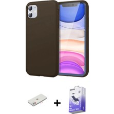 BUTİMAR'S iPhone 11 Kozmos Yansıma Özel Seri - Siyah Bilvis 5in1 5d Magic Hayalet Cam Ekran Koruyucu + Pembe Renkli Kamera Lens Koruma Cam