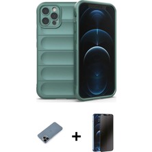 BUTİMAR'S iPhone 12 Pro Atlas Koleksiyonu - Siyah 3D Antistatik Hayalet Cam Ekran Koruyucu + Siyah Shine Kamera Lens Koruma Cam