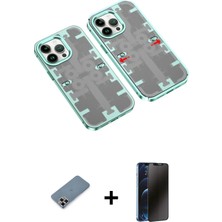 BUTİMAR'S iPhone 13 Pro Max Ufuk Doku Prime - Siyah 3D Antistatik Hayalet Cam Ekran Koruyucu + Mor Metal Kamera Lens Koruma Cam