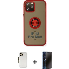 BUTİMAR'S iPhone 12 Pro Max Yörünge Çizgi - Siyah 3D Antistatik Hayalet Cam Ekran Koruyucu + Gold Shine Kamera Lens